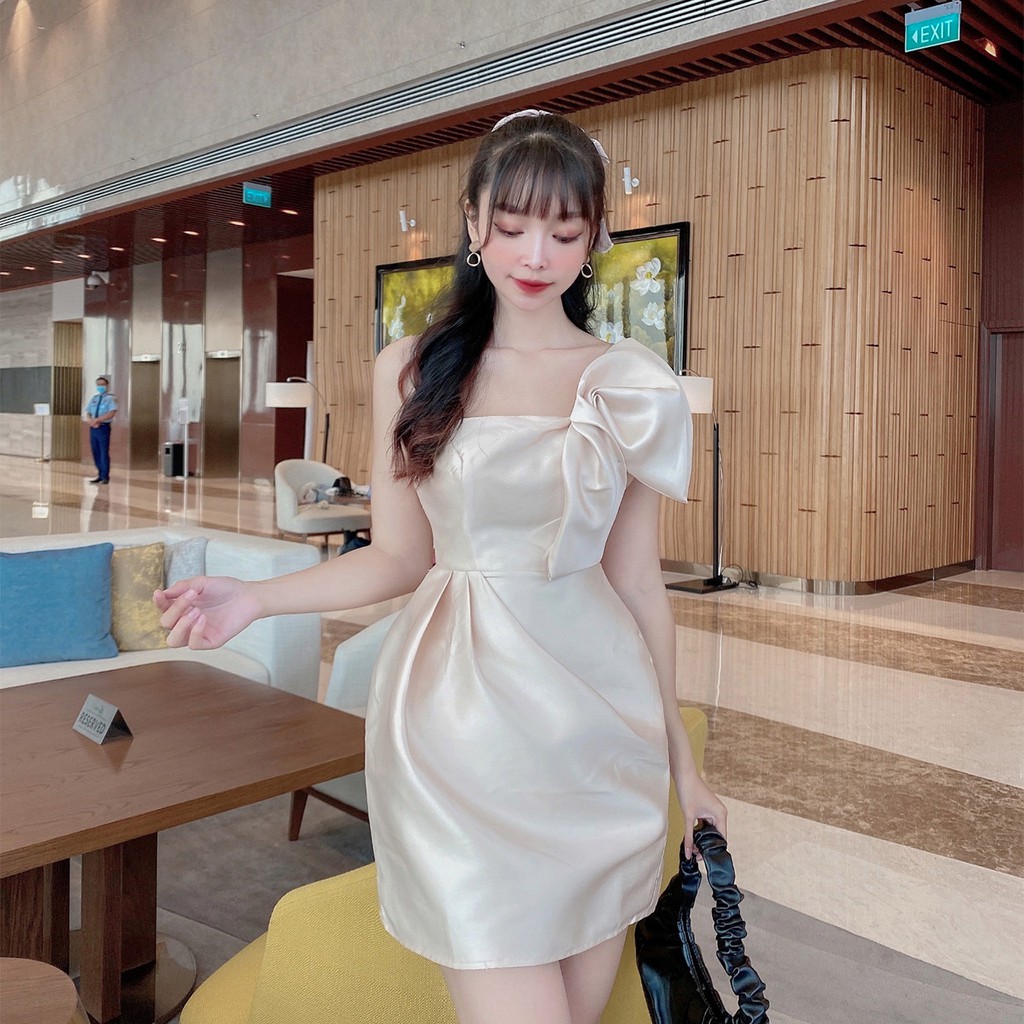 Đầm thiết kế ôm body nơ vai cao cấp dự tiệc cưới D159 Four Fashion | BigBuy360 - bigbuy360.vn