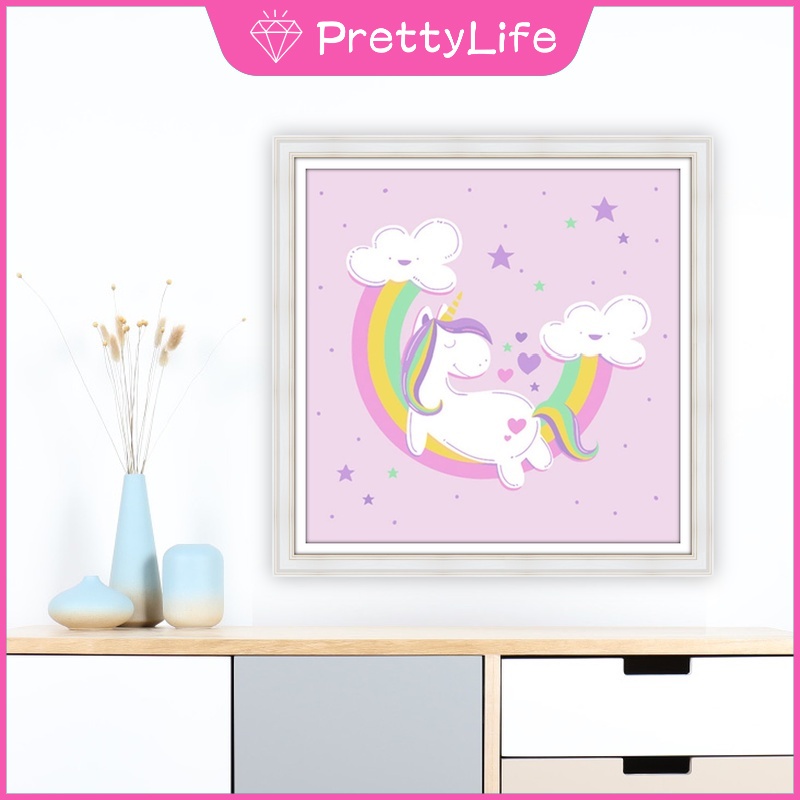 Bộ Tranh Đính Đá 5D Tự Làm Hình Kỳ Lân Và Cầu Vồng Kích Thước 30x30cm / 40x40cm / 50x50cm