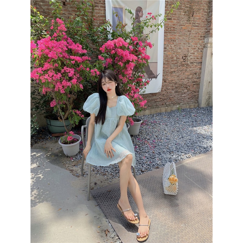 Đầm nữ dáng xòe tay phồng Emilyshop ulzzang