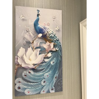 Tranh dán tường 3d chim công BINBIN SN38 (Có in theo yêu cầu)