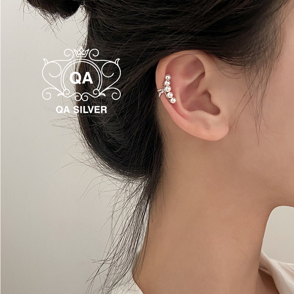 Khuyên tai bạc 925 nữ kẹp vành không cần lỗ ngọc trai giả S925 PEARL QA SILVER Earrings EA220406