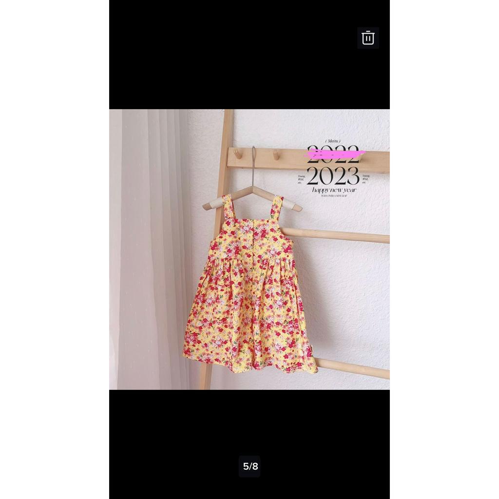 Váy hai dây hoa thô mềm mát nhà mộc baby v57
