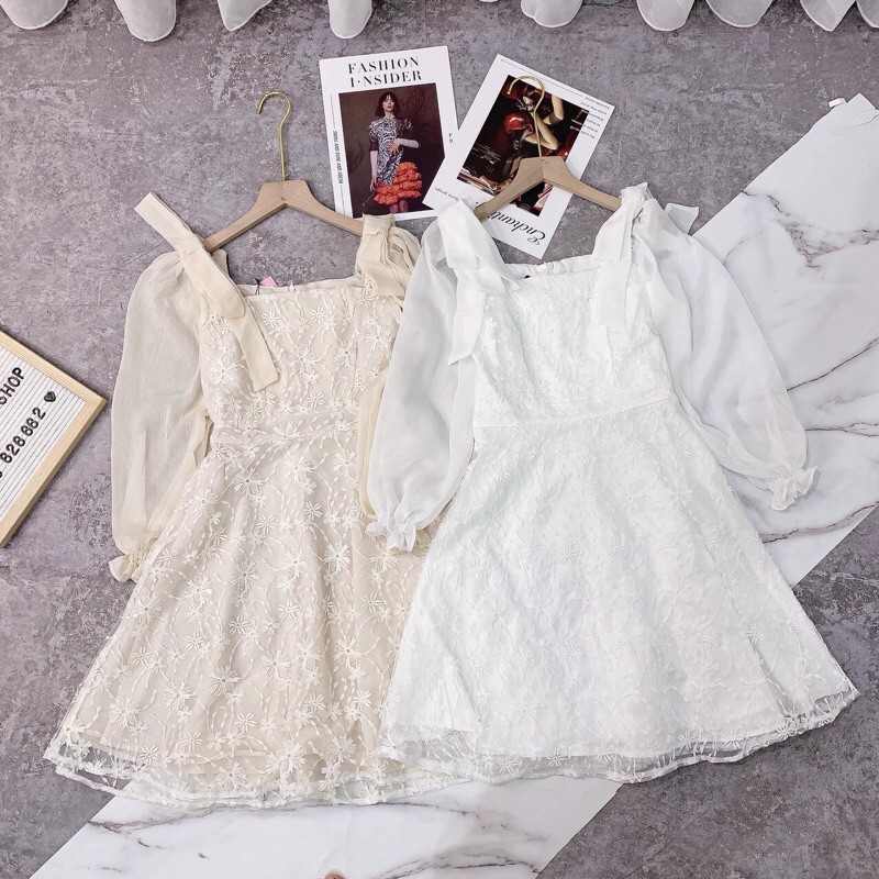 [ẢNH THẬT] V83 VÁY REN TRẮNG DỰ TIỆC, DẠ HỘI KỶ YẾU PROM, ĐẦM DÀI TAY VAI NƠ | BigBuy360 - bigbuy360.vn