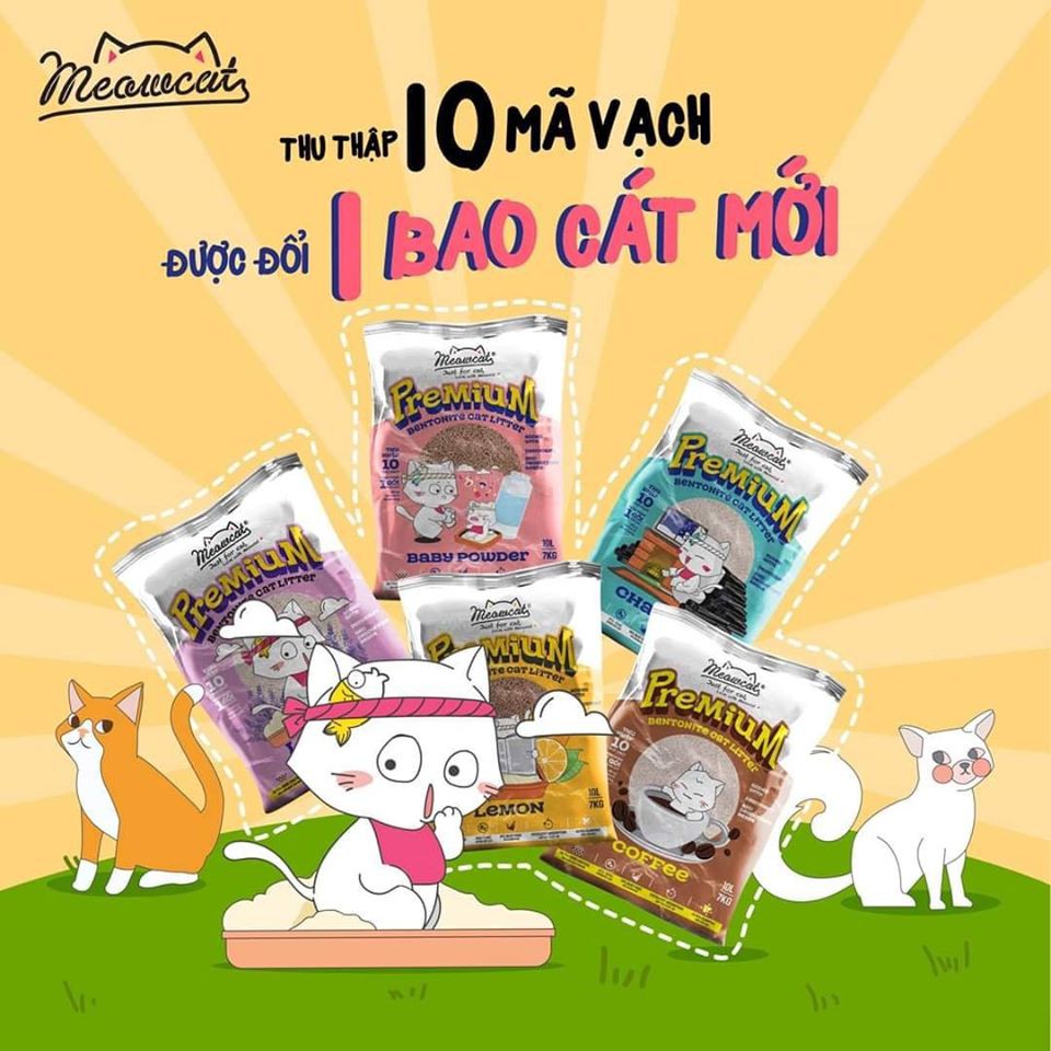 cát bentonite mới Meowcat 5L và 10L dành cho mèo