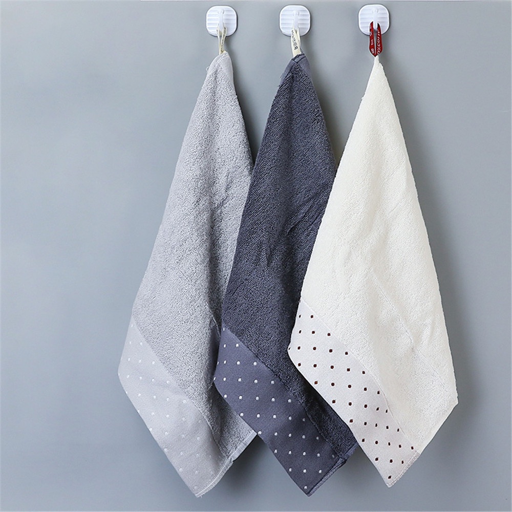 Khăn Lau Tay Vải Cotton Mềm Thấm Hút Hình Vuông Họa Tiết Chấm Bi Màu Trơn