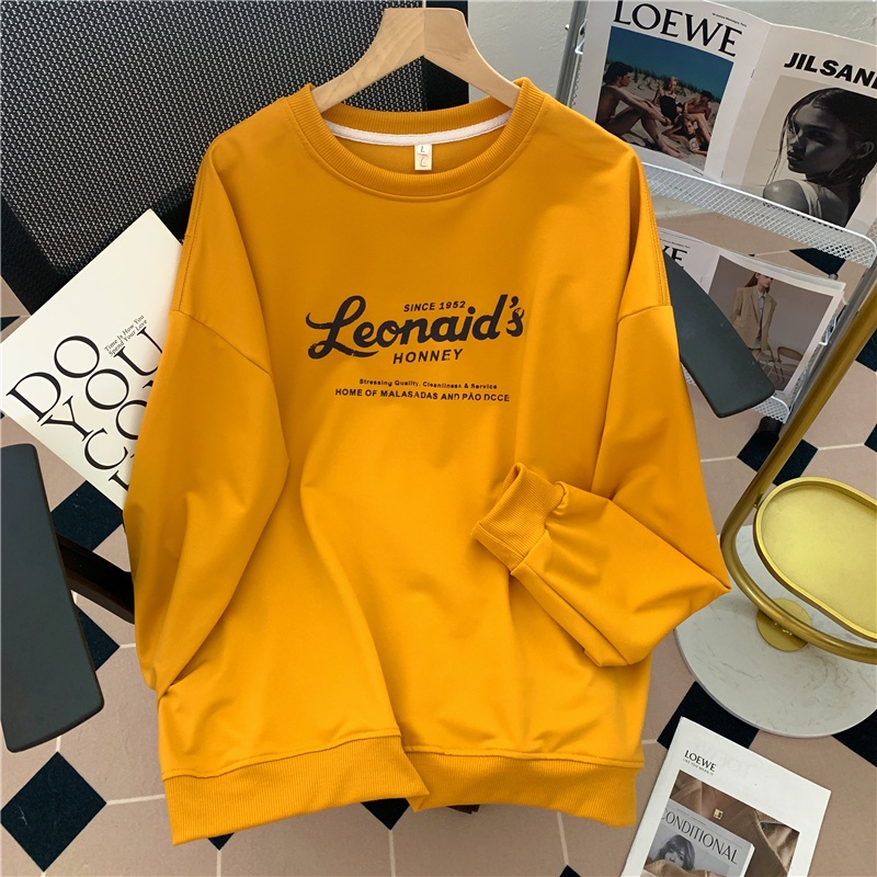 SUXI Áo Sweater Tay Dài Cổ Tròn Dáng Rộng In Chữ Thời Trang Mùa Thu Phong Cách Hàn Quốc Cho Nữ