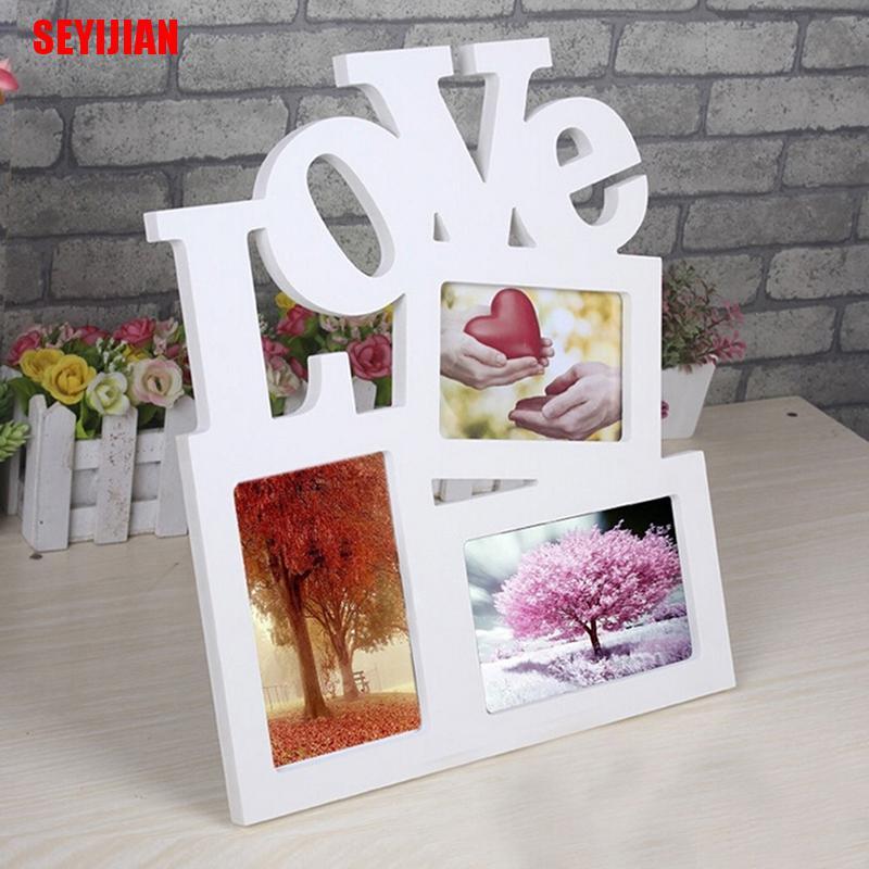 Khung ảnh bằng gỗ phối chữ Love trang trí nhà cửa DIY tiện lợi