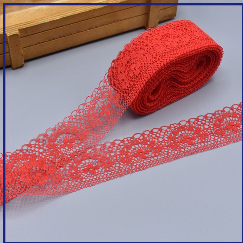 Cuộn dây ruy băng dài 10 yard họa tiết ren hoa bằng polyester không co giãn