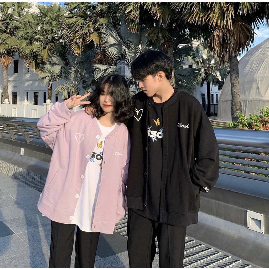 Áo khoác cặp cardigan nam nữ bomber bóng chày Unisex sup khoác ngoài xì teen trẻ trung siêu đẹp học sinh đi chơi 02 - HÀ