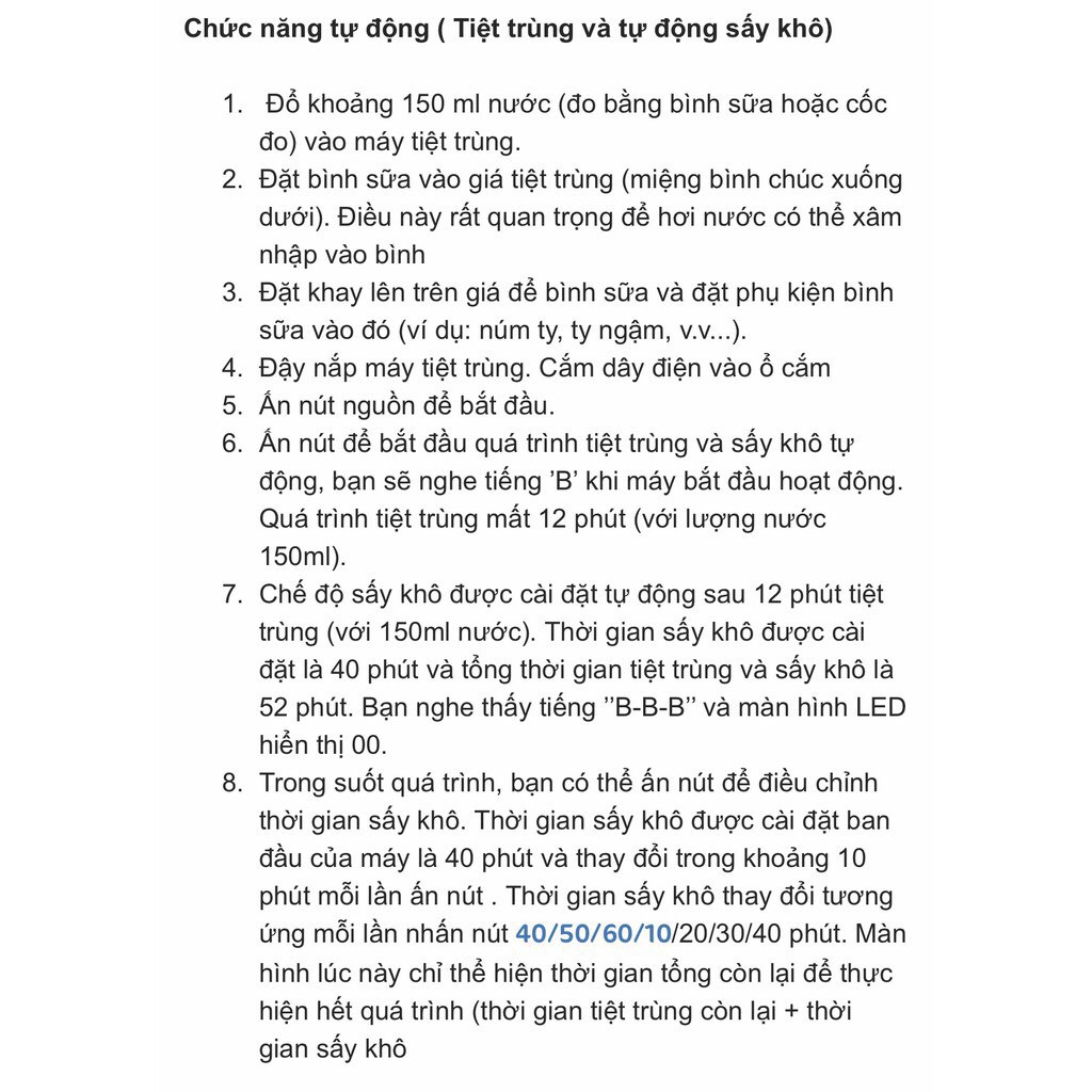 MÁY TIỆT TRÙNG SẤY KHÔ ĐIỆN TỬ 9 BÌNH FATZ BABY FB4909KM