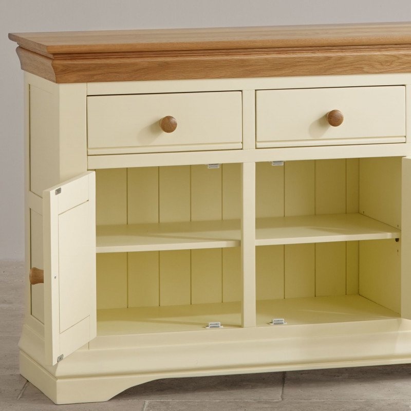 Tủ trữ đồ lớn IBIE Country Cottage gỗ sồi màu kem nóc sồi