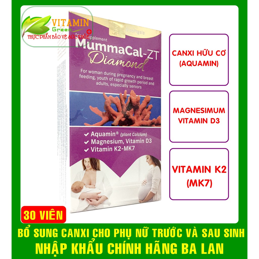 CANXI HỮU CƠ CHO BÀ BẦU VÀ SAU SINH MUMMACAL-ZT Diamond (Aquamin, vitamin D3, vitamin k2) | NHẬP KHẨU CHÍNH HÃNG BA LAN