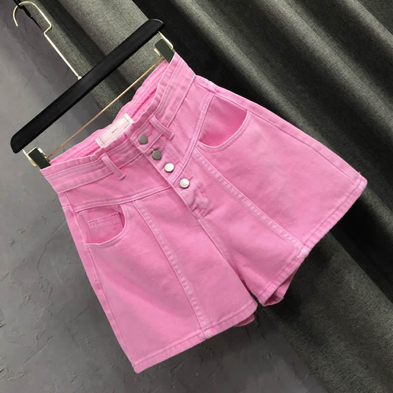 Quần Short Denim Lưng Cao Ống Rộng Phong Cách Mới
