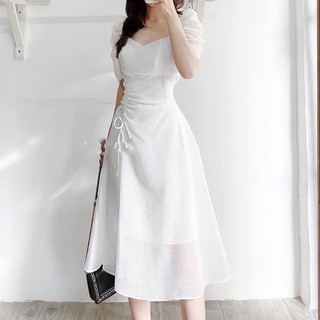 ĐẦM MAXI CỔ TIM RÚT DÂY ( 3 màu )