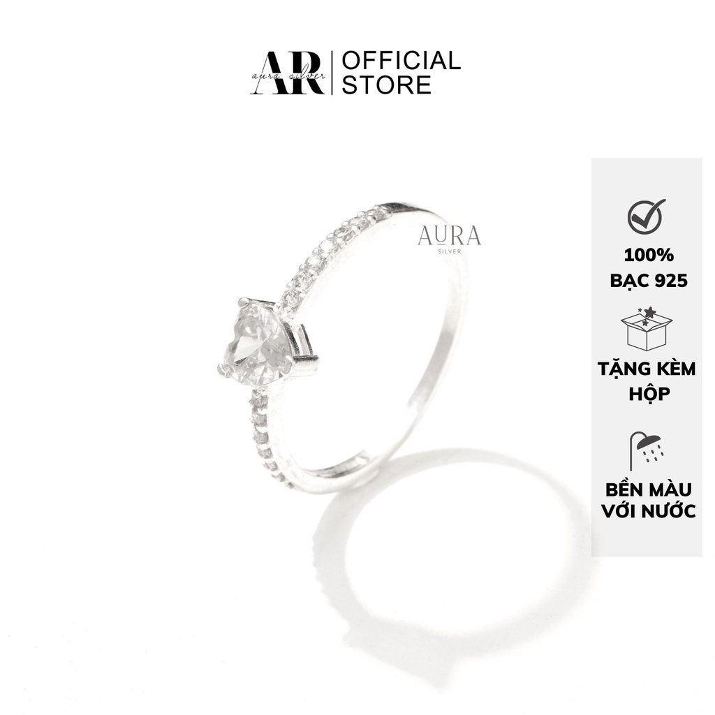 Nhẫn nữ bạc đẹp nhẫn bạc mặt trái tim đá nhỏ xinh-N38-AURASILVER