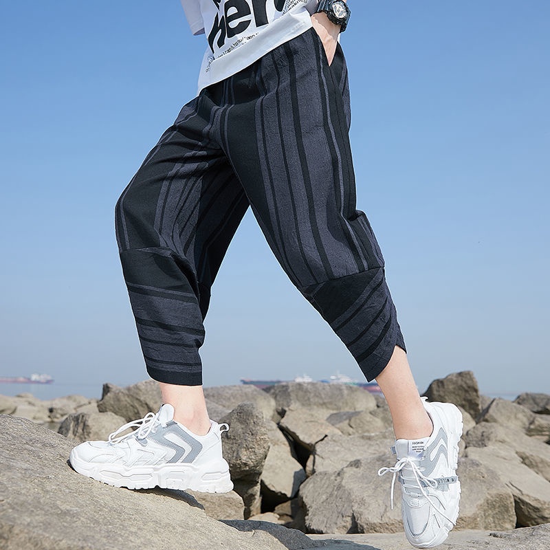 Quần Thể Thao Vải Lanh Cotton Ống Rộng Size Lớn Thời Trang Nam