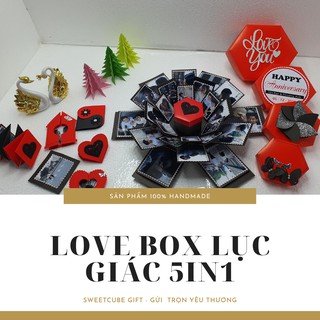 Hộp quà dán hình - love box lục giác 5in1 red, quà tặng ý nghĩa