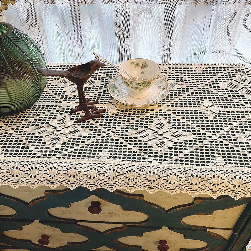 Khăn Trải Bàn Vải Cotton Lanh Dệt Kim Kiểu Retro Mỹ Dễ Thương