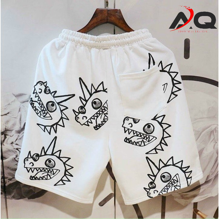 Quần short chất nỉ KHỦNG LONG mềm mịn Quần đùi chất nỉ da cá Nam nữ đều mặc được Co Giãn 4 Chiều Hoạ Tiết