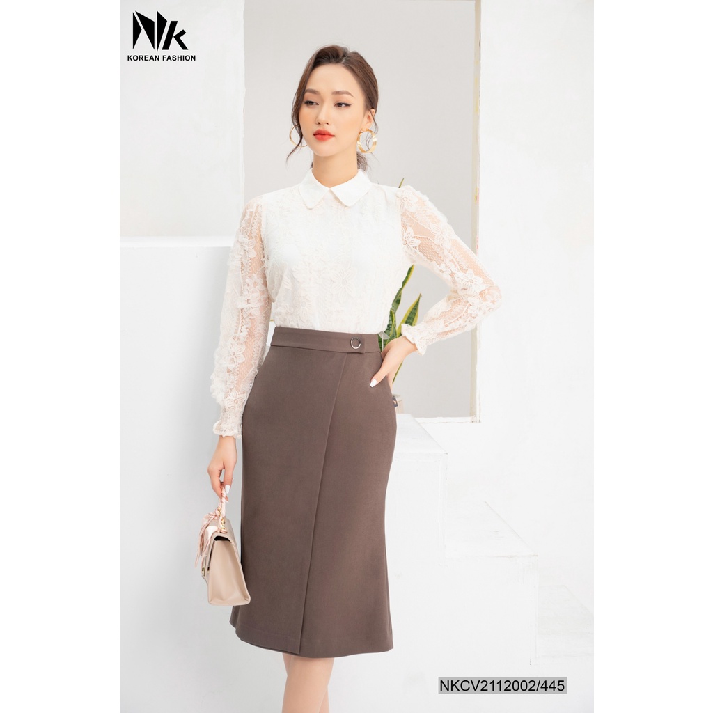 Chân Váy Đuôi Cá Tà Bông NK Fashion Dáng Dài Qua Gối Công Sở Thiết Kế Cao Cấp NKCV2112002