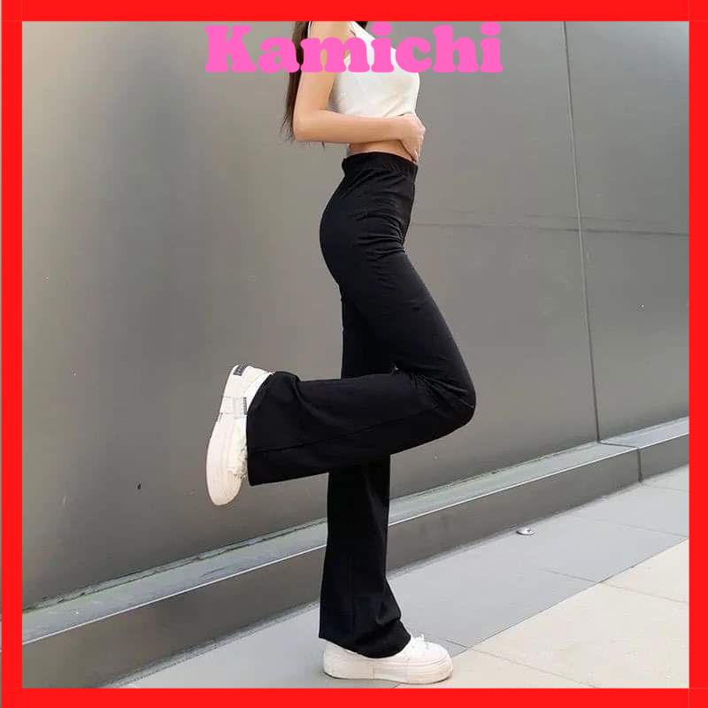 Quần ống loe cạp cao legging dáng dài, Quần legging nữ ôm ống loe dáng dài