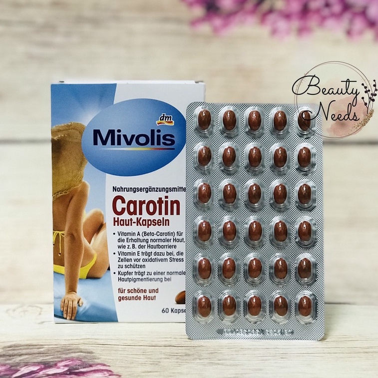 Viên uống chống nắng Mivolis Carotin 60 viên nội địa Đức -Đủ Bill