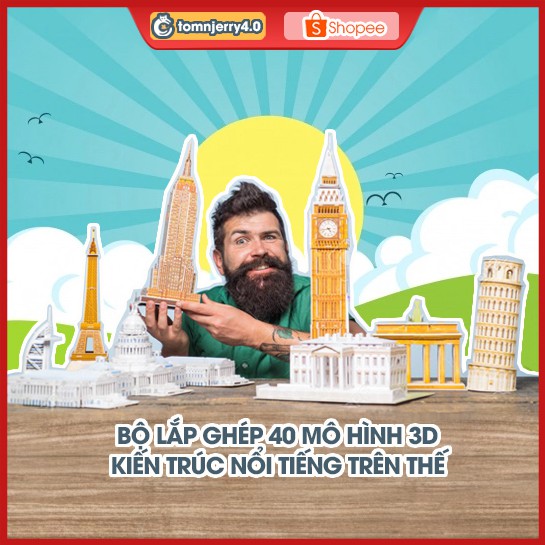 3D Puzzle, board game - Đồ chơi trẻ em, bộ xếp hình các kỳ quan thế giới [TOM AND JERRY 4.0 TOYS STORE]