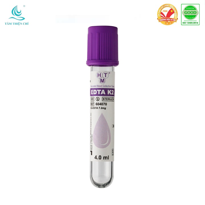 Ống nghiệm chân không EDTA Hồng Thiện Mỹ Hộp 100 ống