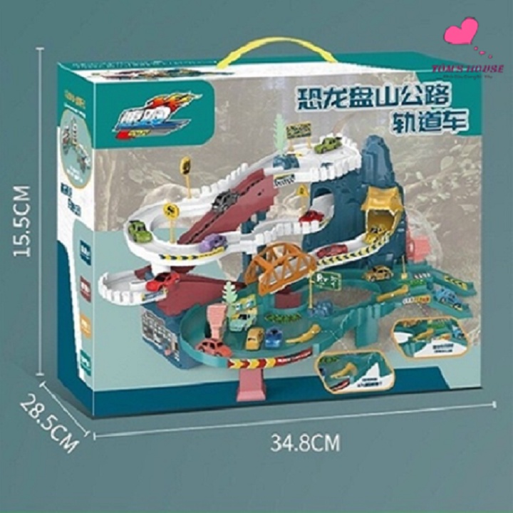 Đường Đua Ô Tô Khủng Long Chạy Tự Động Kết Hợp Nhạc Và Đèn Cho Bé