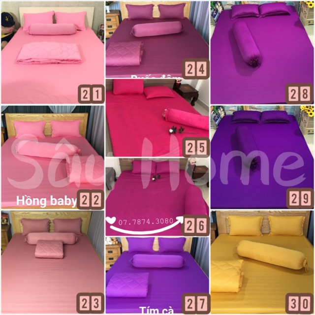 Bộ drap thun màu trơn (1ga 3 vỏ gối) | BigBuy360 - bigbuy360.vn