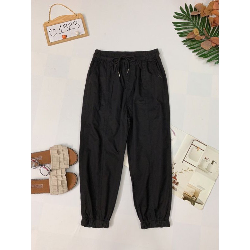 Quần Baggy Kaki Đen Siêu Xinh Bo Nút Chun