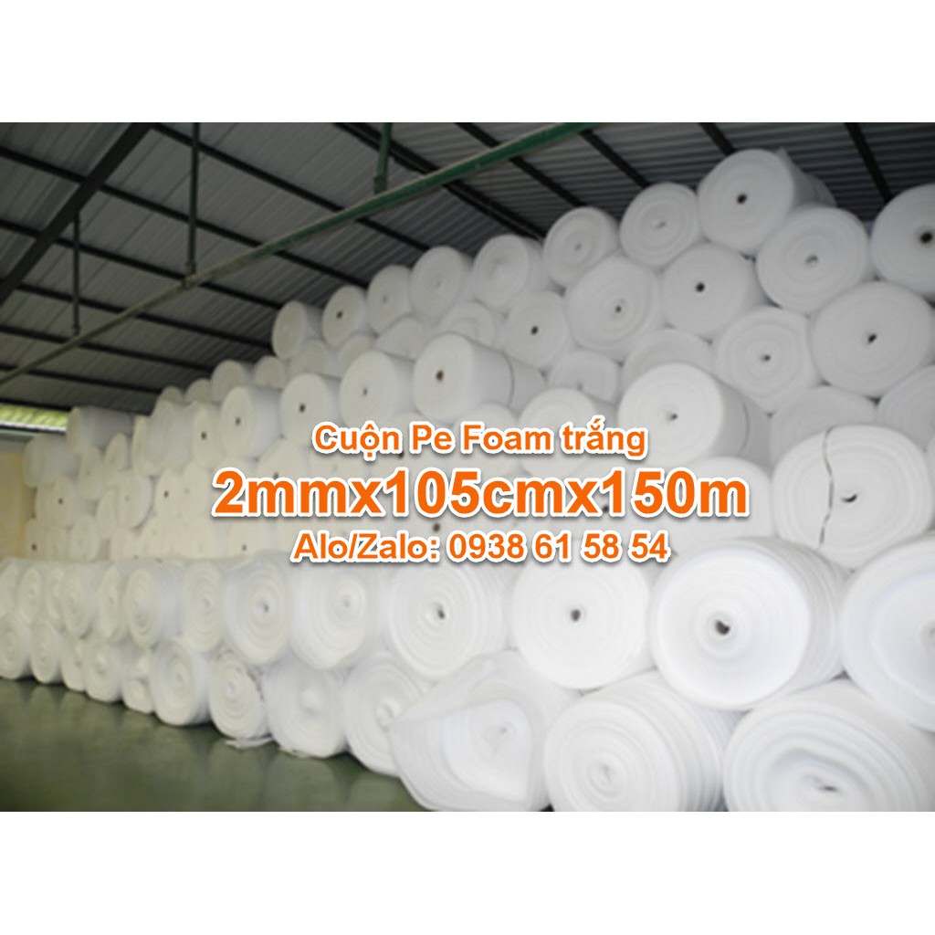 Cuộn Xốp Pe Foam Dày 2mm cao 50cm dài 150m