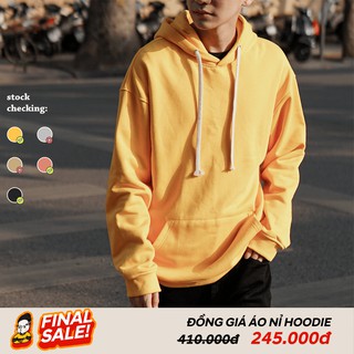 Hoodie trơn unisex Plain GUY's CLOSET, Chất nỉ bông mềm mịn