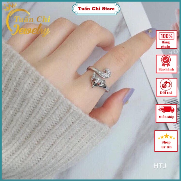 Nhẫn Bạc Nữ, Nhẫn Hồ Ly Bạc Mang Lại May Mắn Tình Duyên, Thiết Kế Dáng Độc Lạ