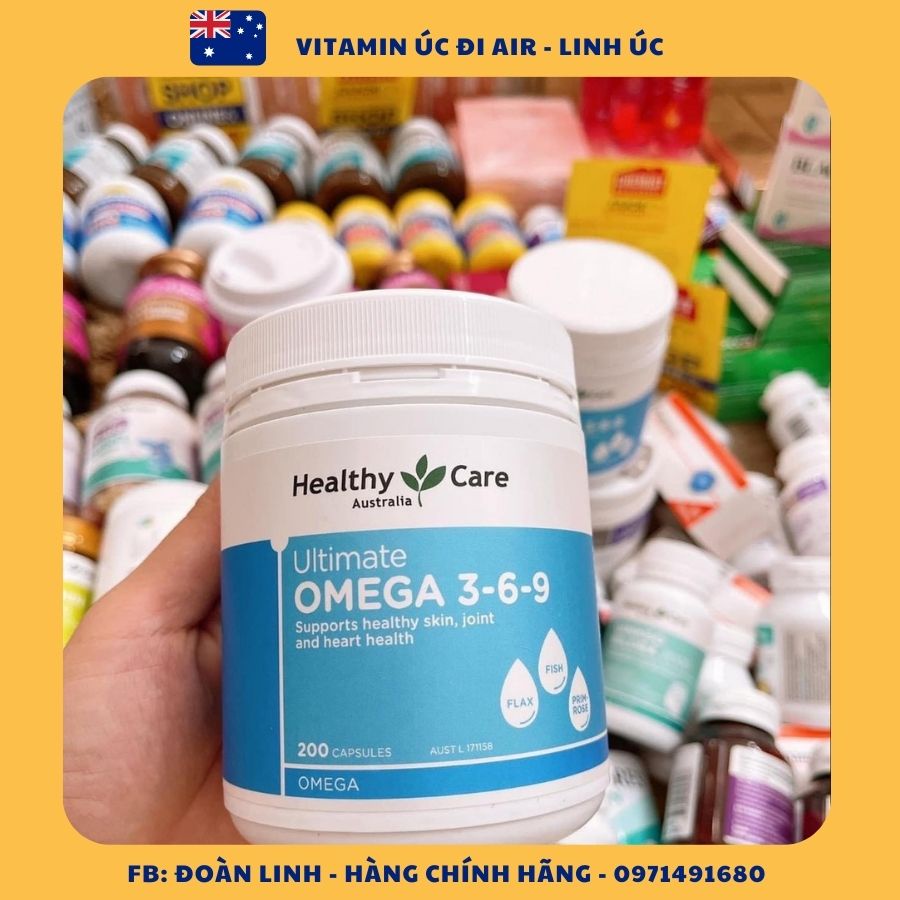 Viên Uống Omega 369 Healthy Care Úc 200 Viên, Hàng Chuẩn Úc,Cung cấp Omega EPA DHA