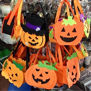 Giỏ bí ngô vải dạ / giỏ bí ngô xách xin kẹo haloween hoas trang nhiều mẫu