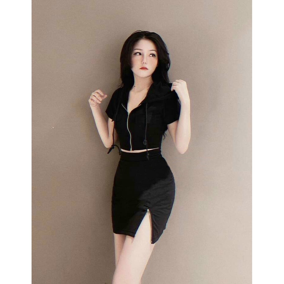 [BÁN CHẠY] sét bộ váy ngắn borip khóa kéo phối nón chất cực đẹp BG1612201