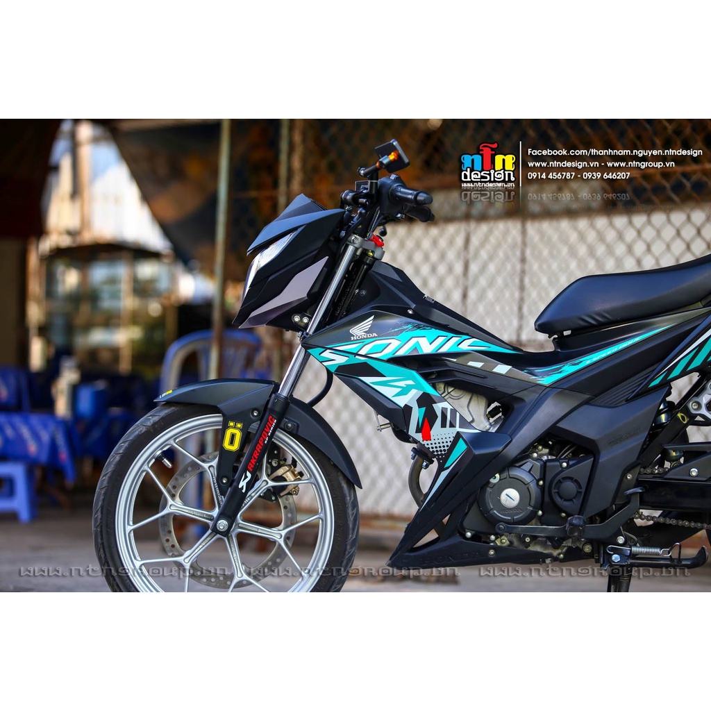 Tem Rời Dán Xe Sonic Mẫu Zin Đen Xanh Cực Đẹp, Hàng 3 Lớp Chất Lượng Cao ,Team Decal