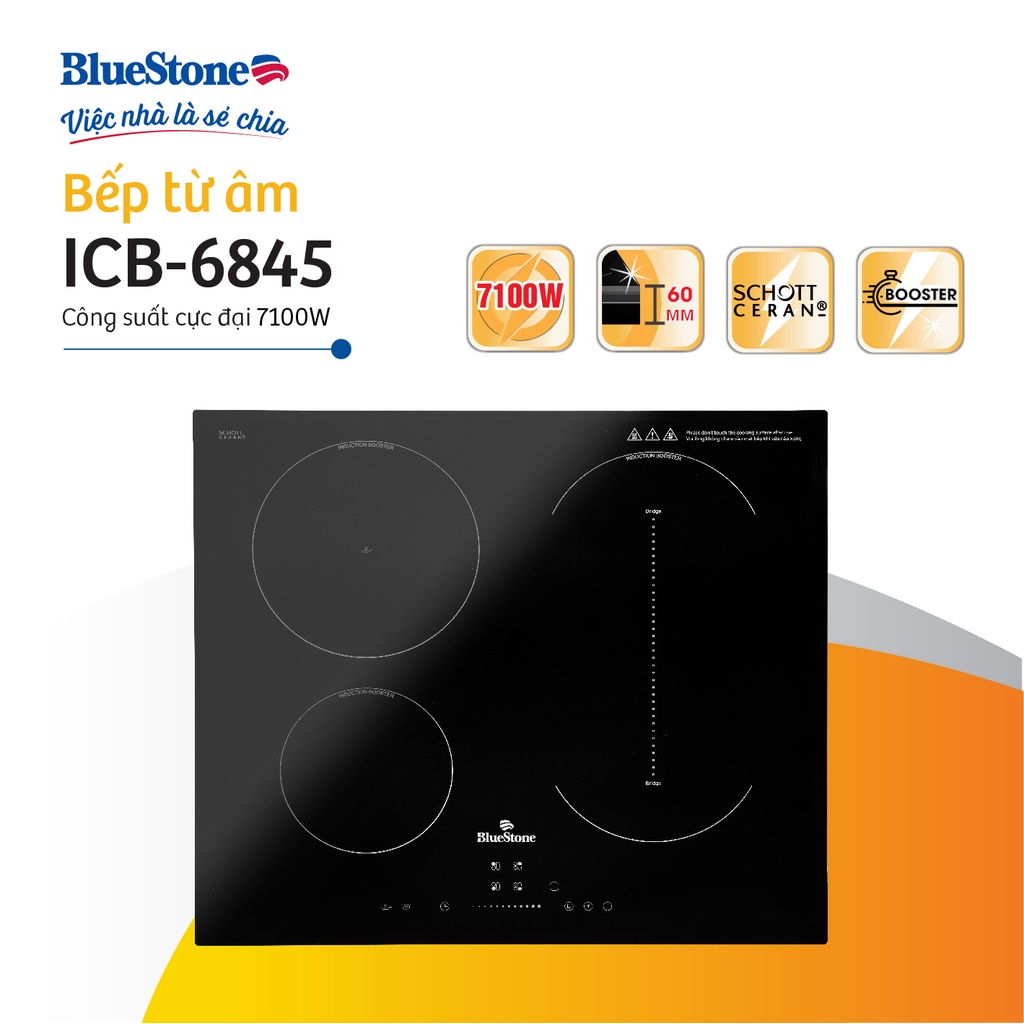 [Miễn phí lắp đặt HCM HN] Bếp Âm Từ Đa Vùng Nấu BlueStone ICB-6845 (7100W)