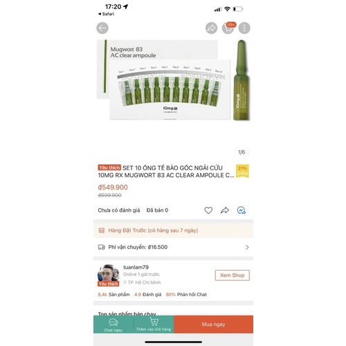 TẾ BÀO GỐC NGẢI CỨU MUGWORT 83 AC CLEAR AMPOULE