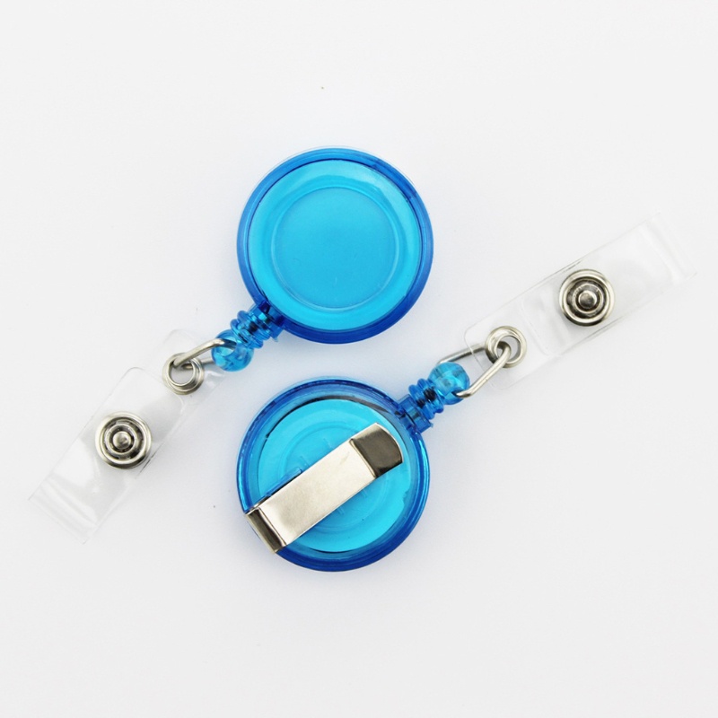 ST Premium Round-shaped Colored Plastic Retractable ID Badge Ideal for Key Card Name Tag Holder Metal Clip Random Color