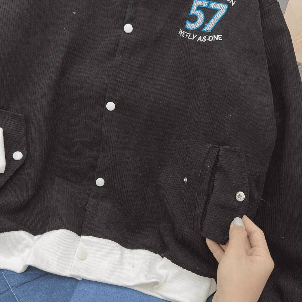 Áo Khoác Nữ Chất Nhung Thêu Logo 57 Form Rộng Mặc Mát Thoải Mái Vận Động NEW UNISEX