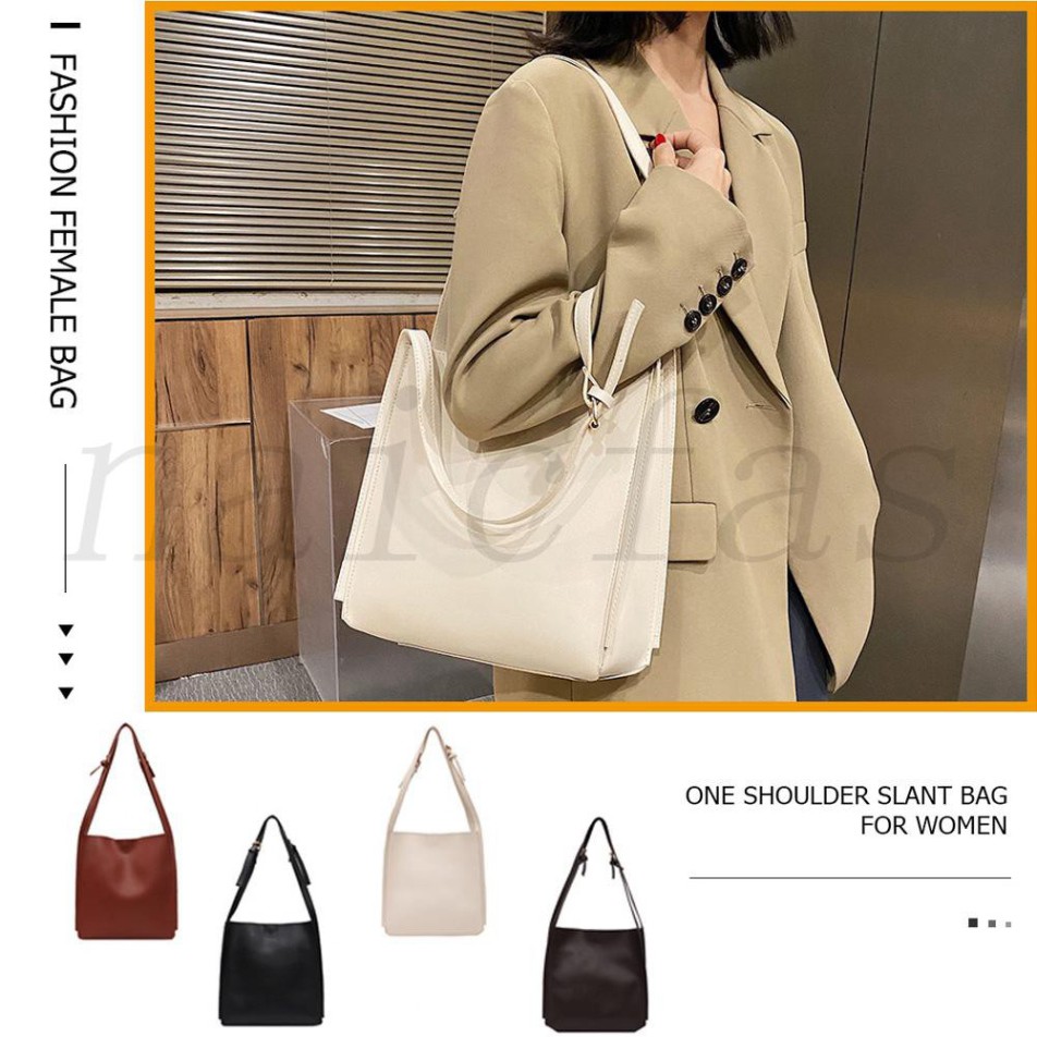 Naicfas Fashion Solid Women Handbag Female Tote Simple PU Shoulder Shopping Bags