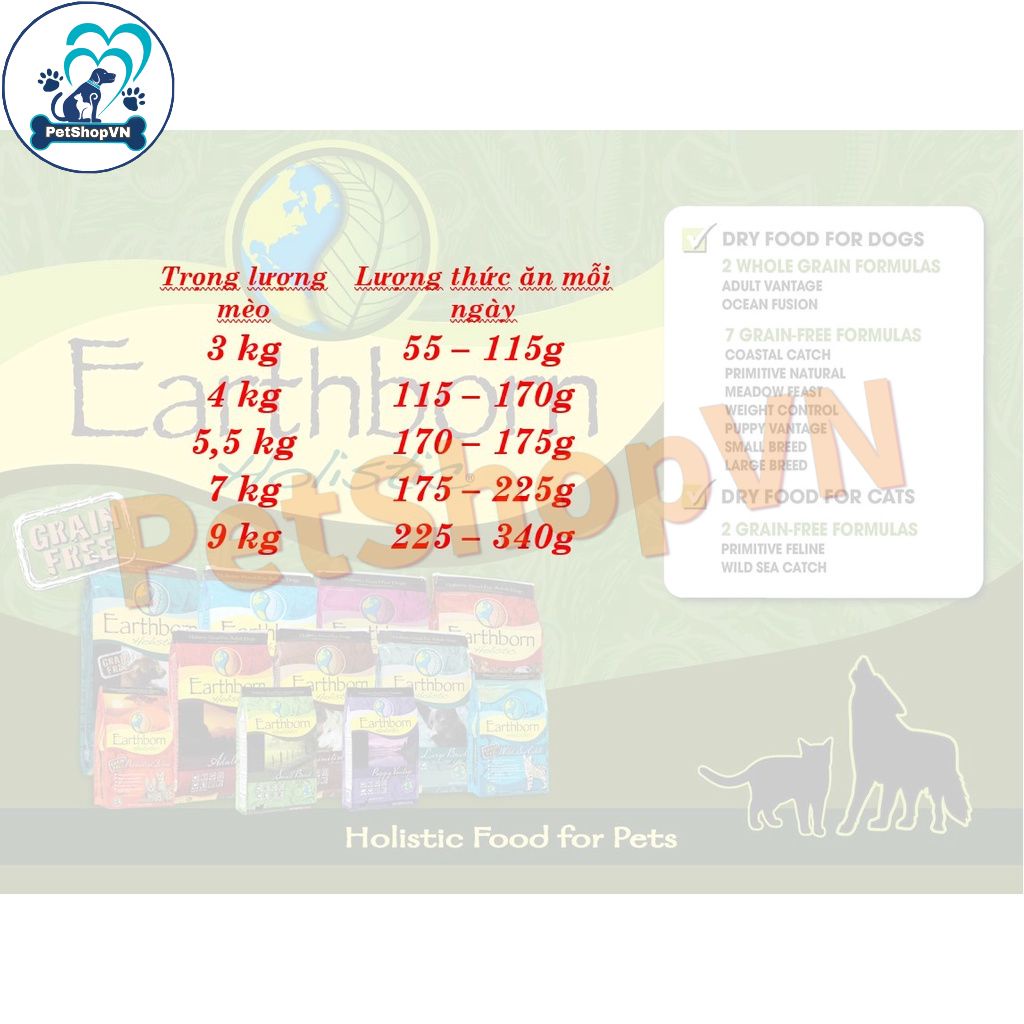 Thức Ăn Cho Mèo Hạt EARTHBORN HOLISTIC WILD SEA CATCH Bao 2Kg Vị Cá Hồi & Cá Trích