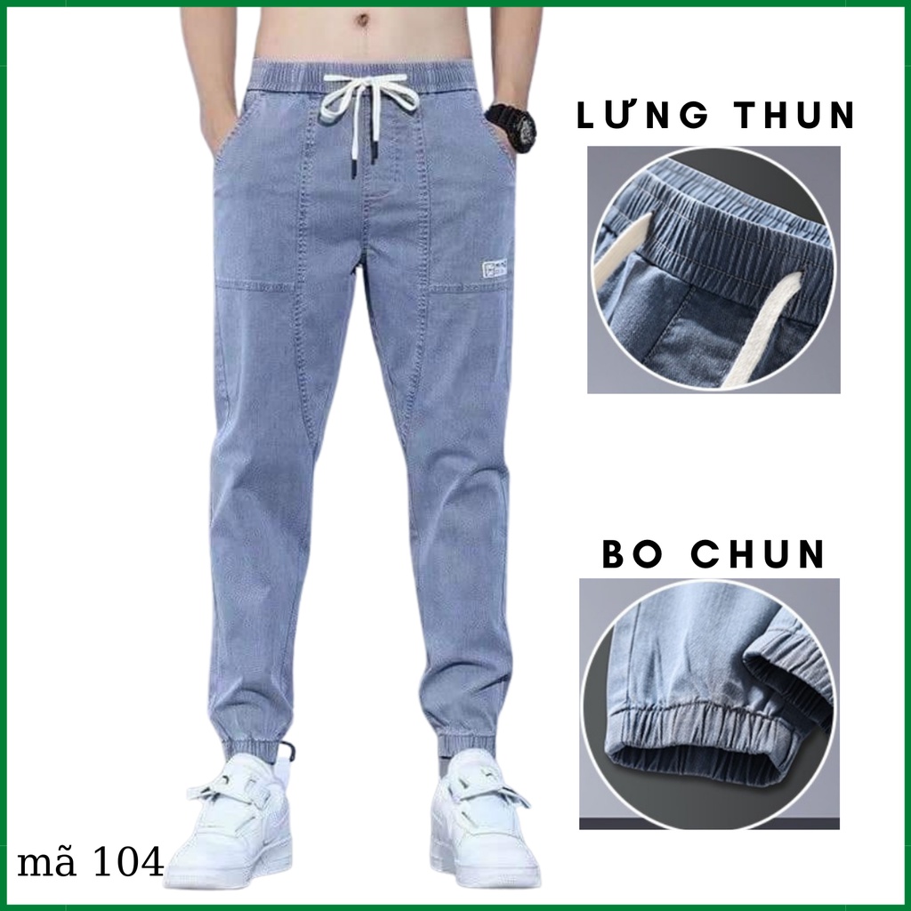 Quần Jean Nam rách jogger lưng thun  quần jogger nam Jean Nam Lưng Thun Ống Bo, Co Dãn 4 Chiều   -rách