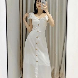 🌺DTB202192144 ĐẦM MIDI NÚT CỔ BÈO🌺
