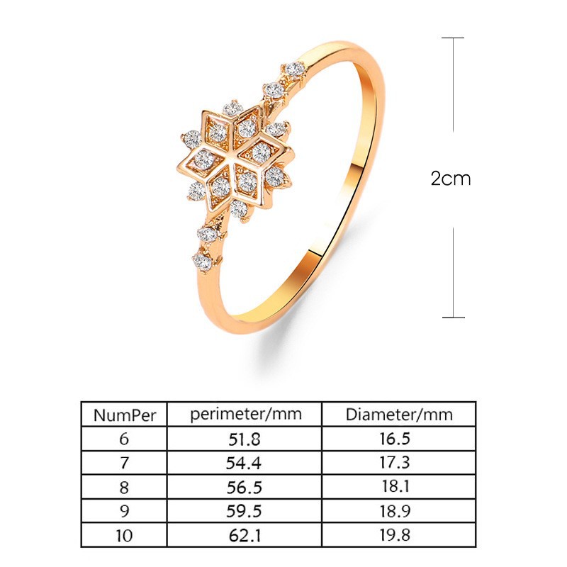 Nhẫn mặt hình hoa tuyết thời trang dành cho nữ