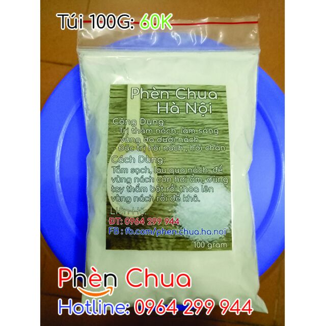 Bột Phèn Chua Hà Nội trị hôi nách, hôi chân túi 100 Gram