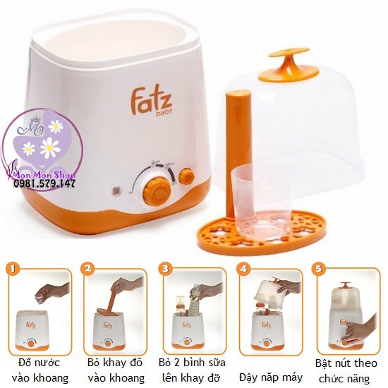 (BH 12 tháng) Máy hâm sữa và tiệt trùng Fatz Baby 2 bình cổ rộng FB3012SL thế hệ mới