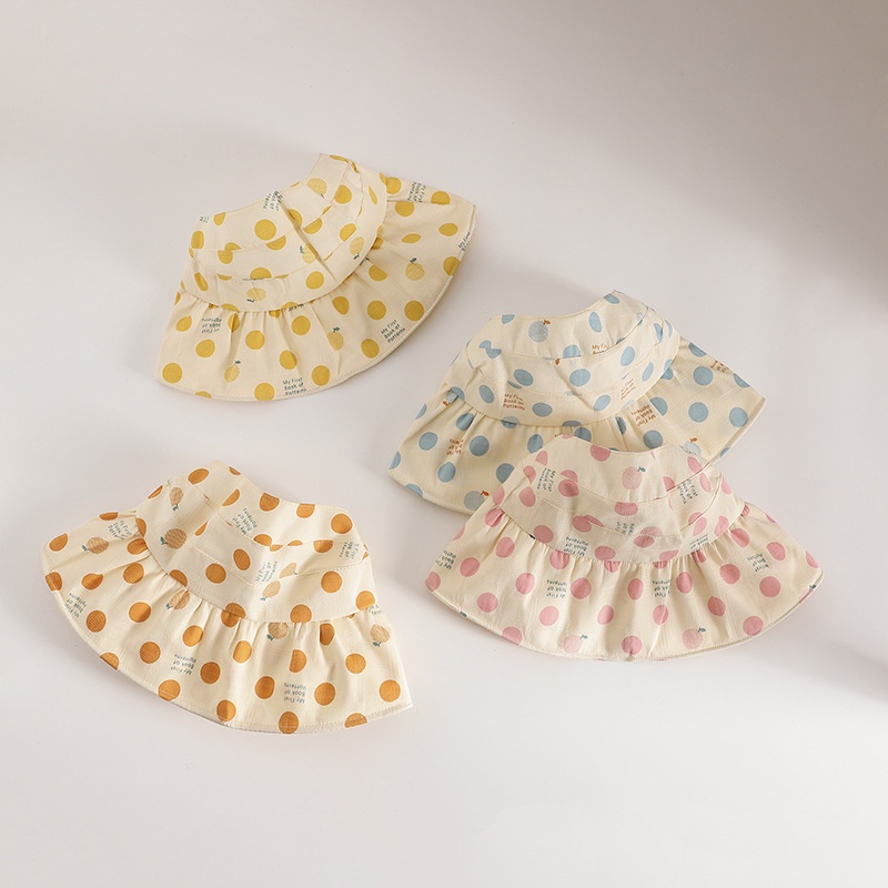 Nón Rộng Vành Hở Chóp Họa Tiết Chấm Bi Phong Cách Hàn Quốc Thời Trang Mùa Hè Mới Cho Bé